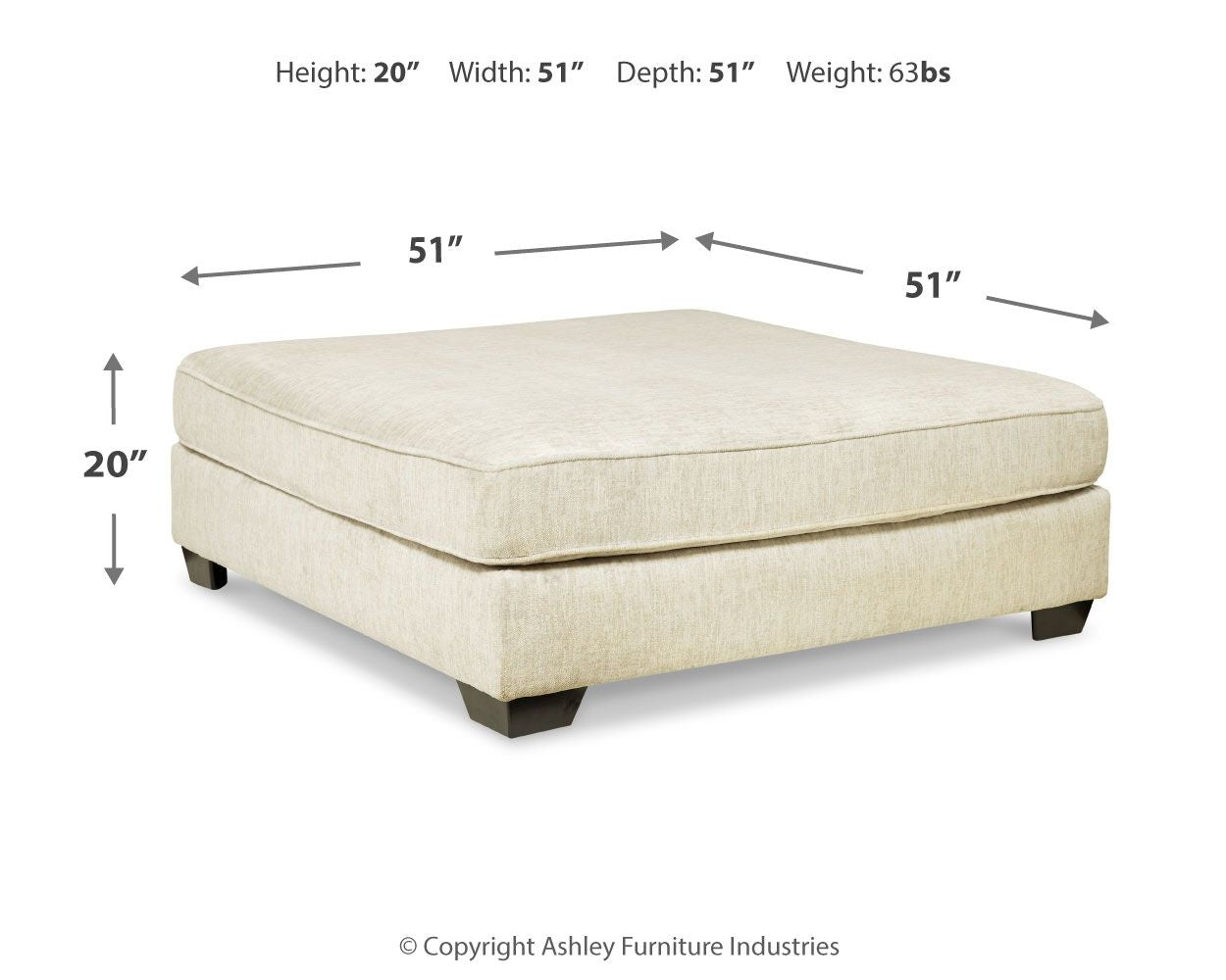 Rawcliffe - Parchment - Oversized Accent Ottoman - Hornell Furniture Outlet