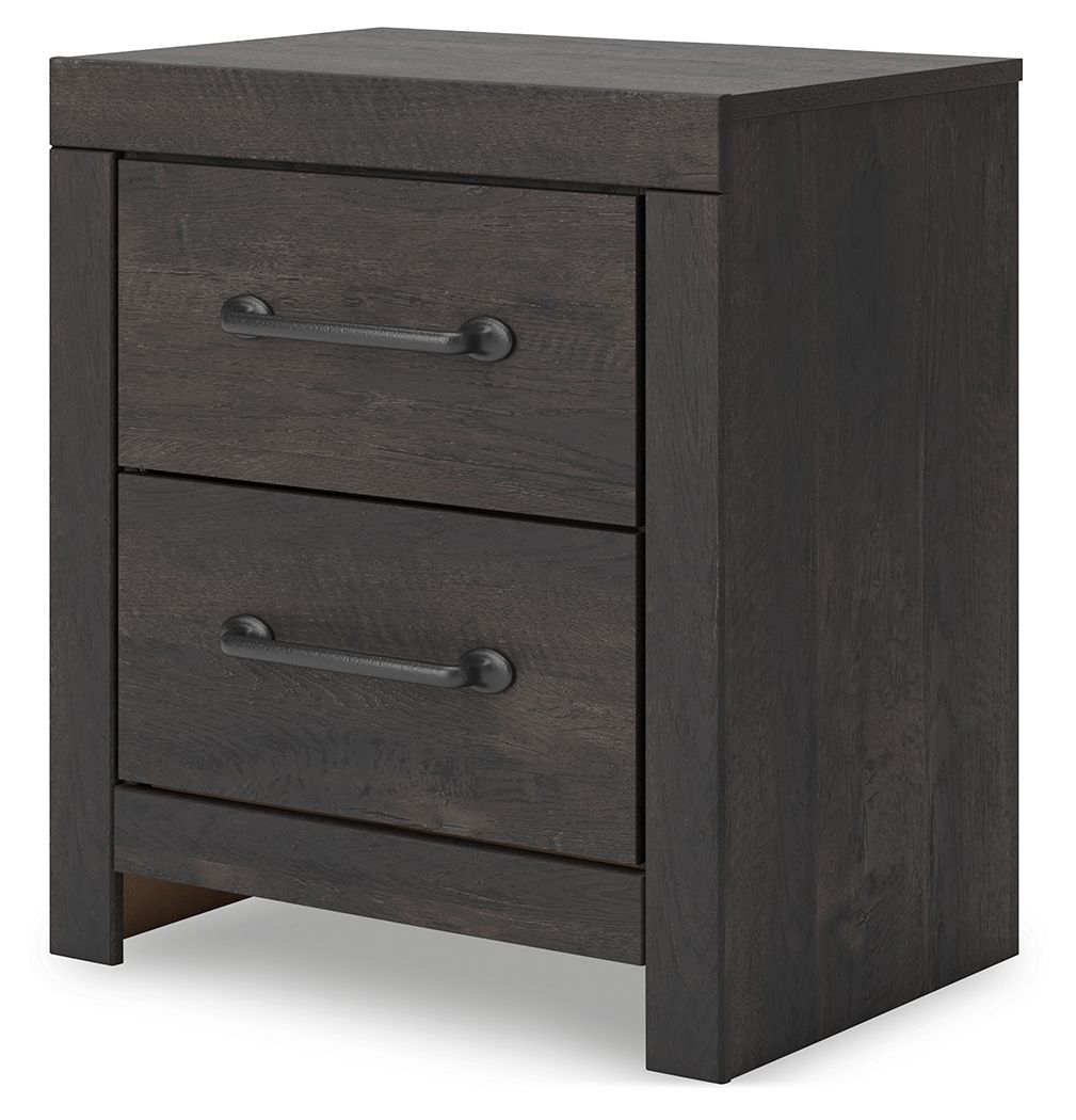 Hollivern - Dark Gray - Two Drawer Night Stand - Hornell Furniture Outlet