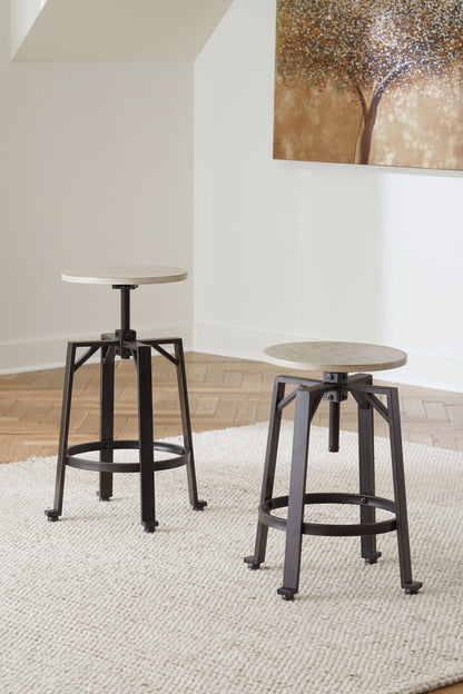 Karisslyn - Whitewash / Black - Swivel Stool (Set of 2) - Hornell Furniture Outlet