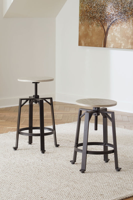 Karisslyn - Whitewash / Black - Swivel Stool (Set of 2) - Hornell Furniture Outlet