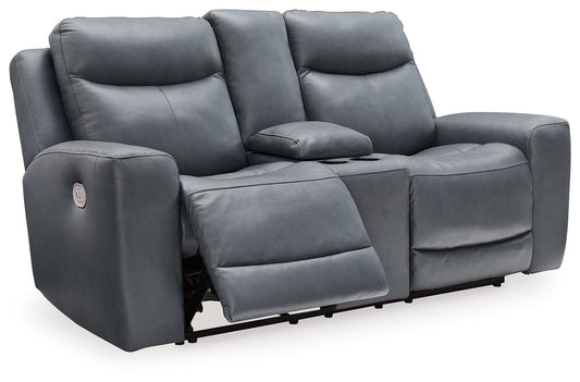 Mindanao - Steel - 2 Pc. - Power Reclining Sofa, Power Reclining Loveseat with Console - Hornell Furniture Outlet
