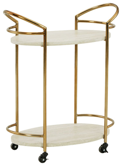 Tarica - Cream / Gold Finish - Bar Cart - Hornell Furniture Outlet