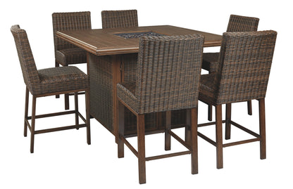 Paradise Trail - Medium Brown - Square Bar Table w/Fire Pit - Hornell Furniture Outlet