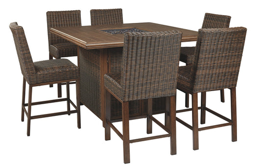 Paradise Trail - Medium Brown - Square Bar Table w/Fire Pit - Hornell Furniture Outlet