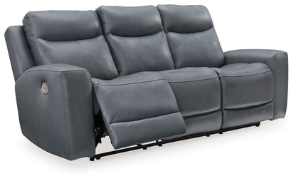 Mindanao - Steel - 2 Pc. - Power Reclining Sofa, Power Reclining Loveseat with Console - Hornell Furniture Outlet