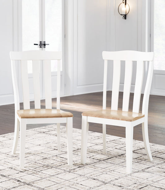 Ashbryn - White / Natural - Dining Room Side Chair (Set of 2) - Hornell Furniture Outlet