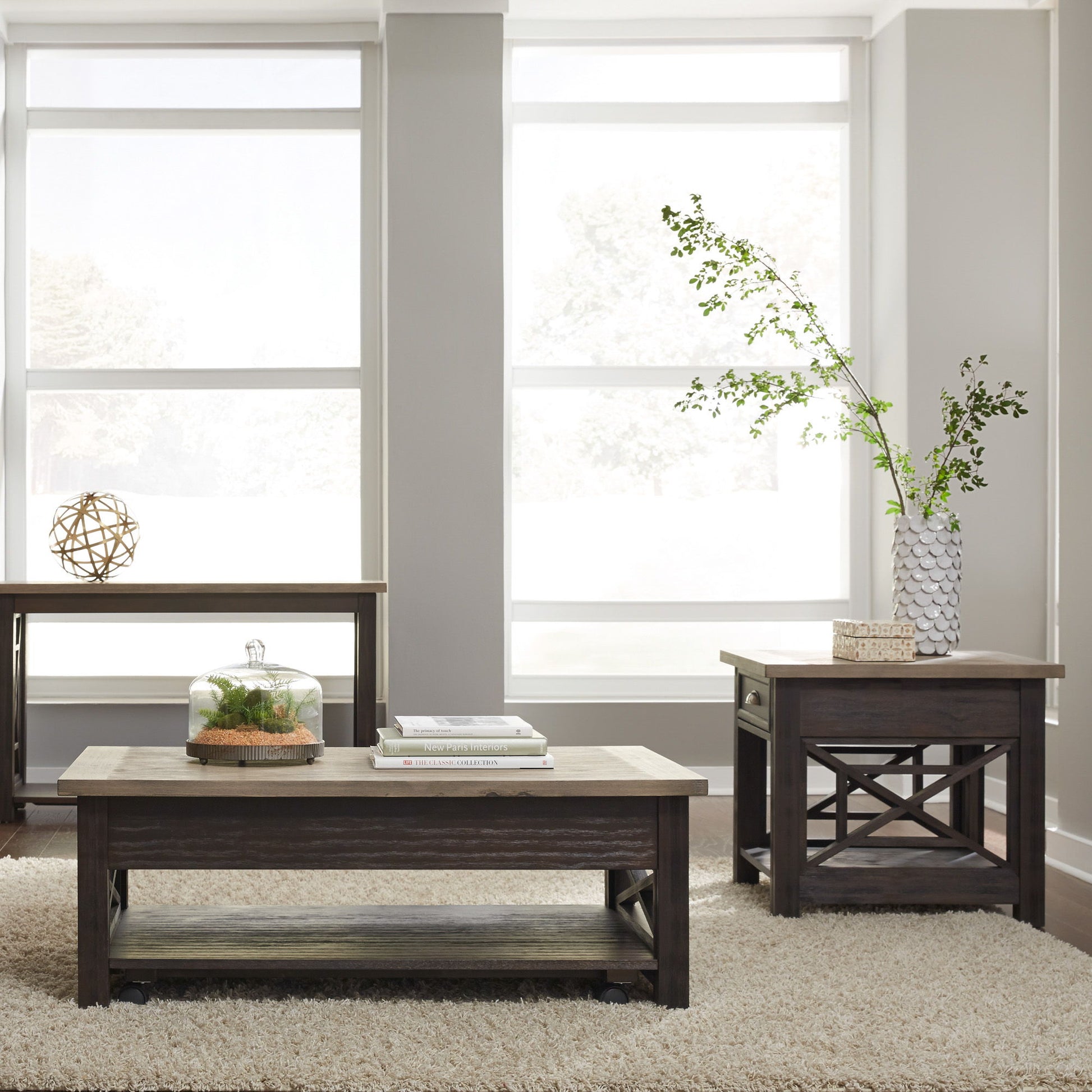 Heatherbrook - 3 Piece Table Set (1 Lift Top Cocktail 2 End Tables) - Black - Hornell Furniture Outlet