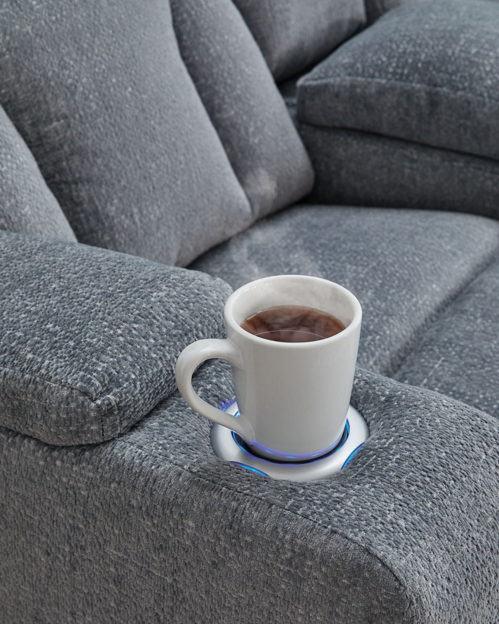 Studio Cave - Steel - Power Reclining Loveseat with Console - Hornell Furniture Outlet