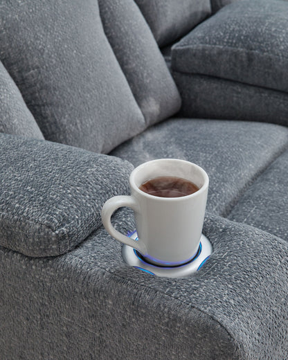 Studio Cave - Steel - Power Reclining Loveseat with Console - Hornell Furniture Outlet