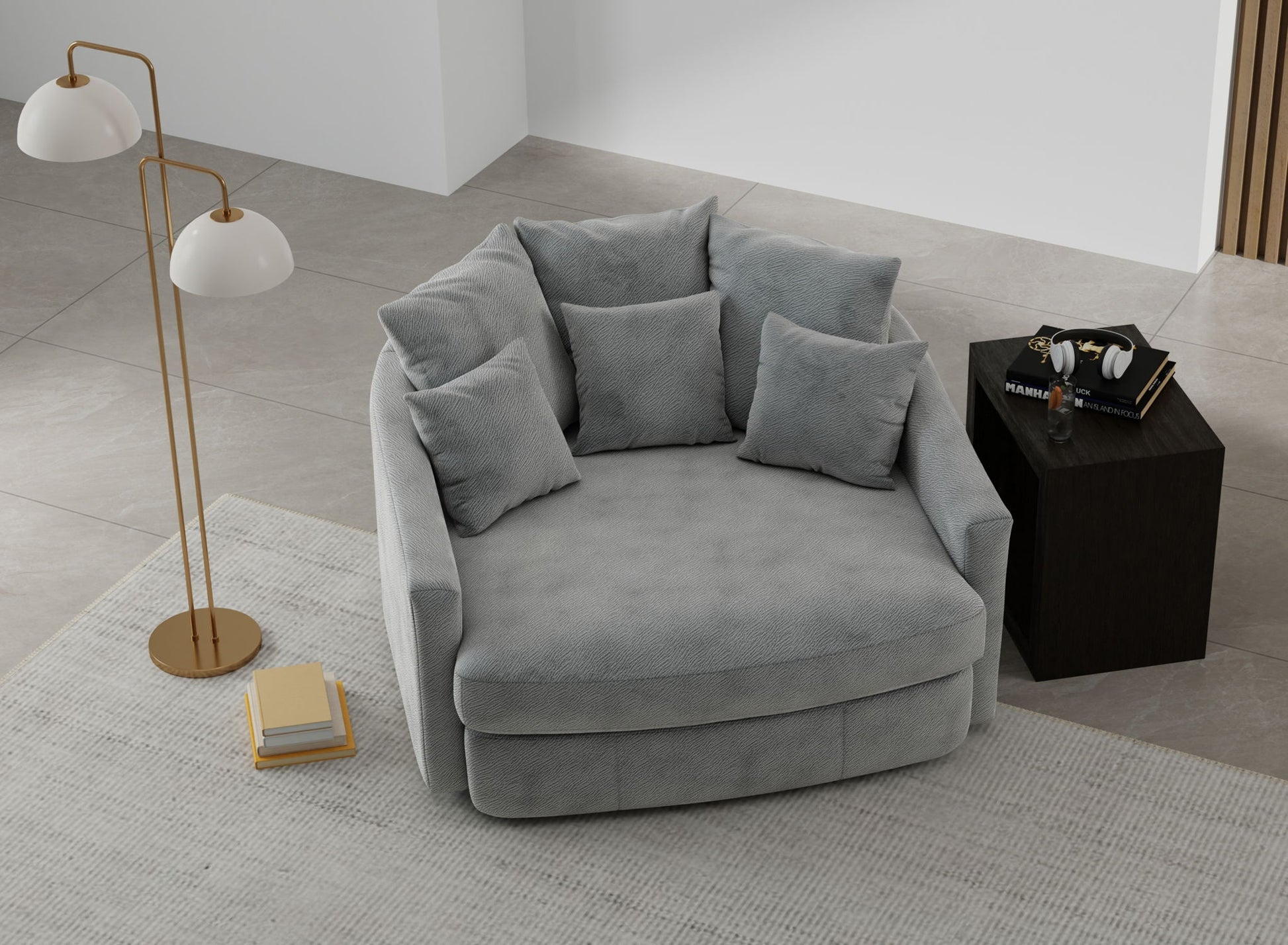 Matty - Round Accent Cuddle Chaise - Hornell Furniture Outlet
