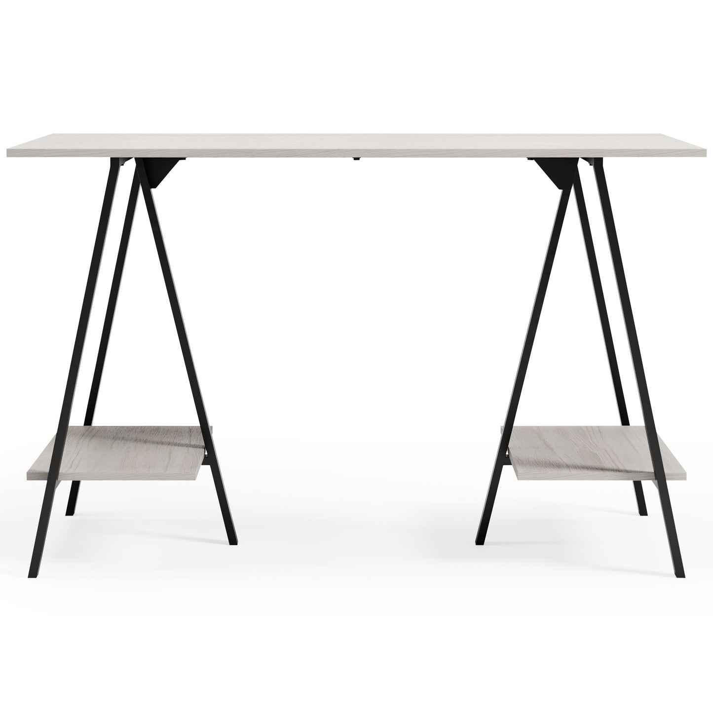 Bayflynn - White / Black - Home Office Desk - 2 Fixed Shelves - Hornell Furniture Outlet