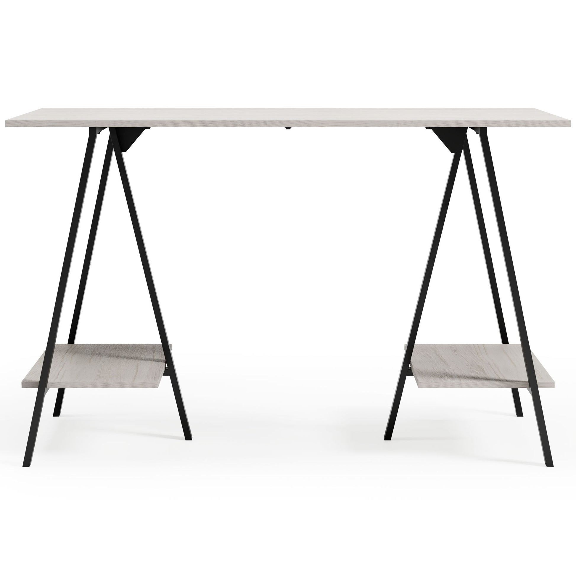 Bayflynn - White / Black - Home Office Desk - 2 Fixed Shelves - Hornell Furniture Outlet