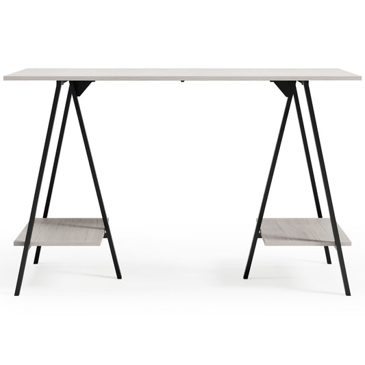 Bayflynn - White / Black - Home Office Desk - 2 Fixed Shelves - Hornell Furniture Outlet