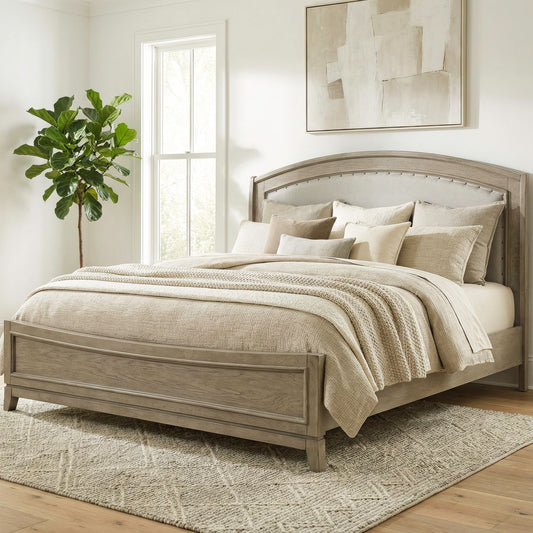 Avalon - Queen Upholstered Bed - Burnished Beige - Hornell Furniture Outlet