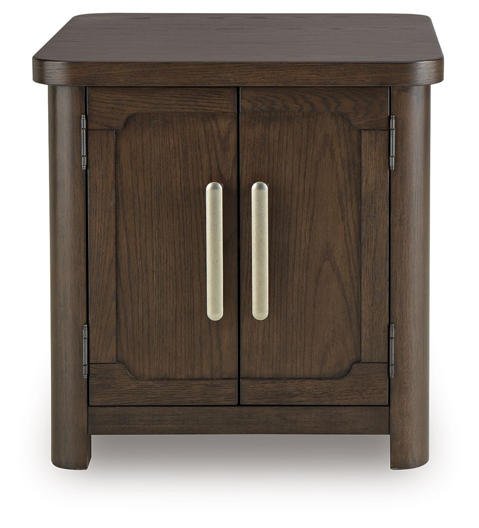 Breckington - Dark Brown - Rectangular 2 - door End Table - Hornell Furniture Outlet
