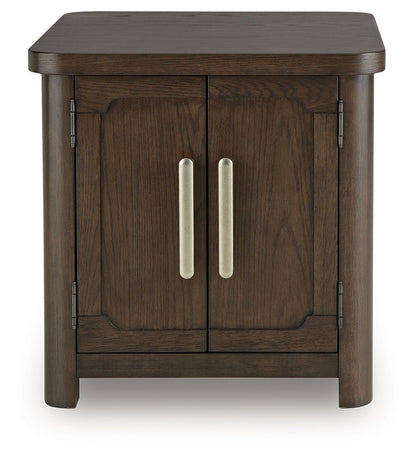 Breckington - Dark Brown - Rectangular 2 - door End Table - Hornell Furniture Outlet
