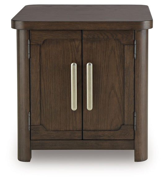Breckington - Dark Brown - Rectangular 2 - door End Table - Hornell Furniture Outlet