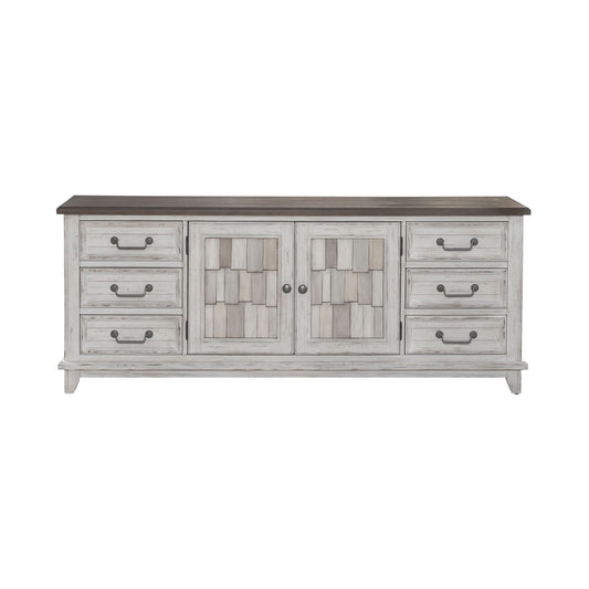 River Place - 75" Entertainment Console - White - Hornell Furniture Outlet
