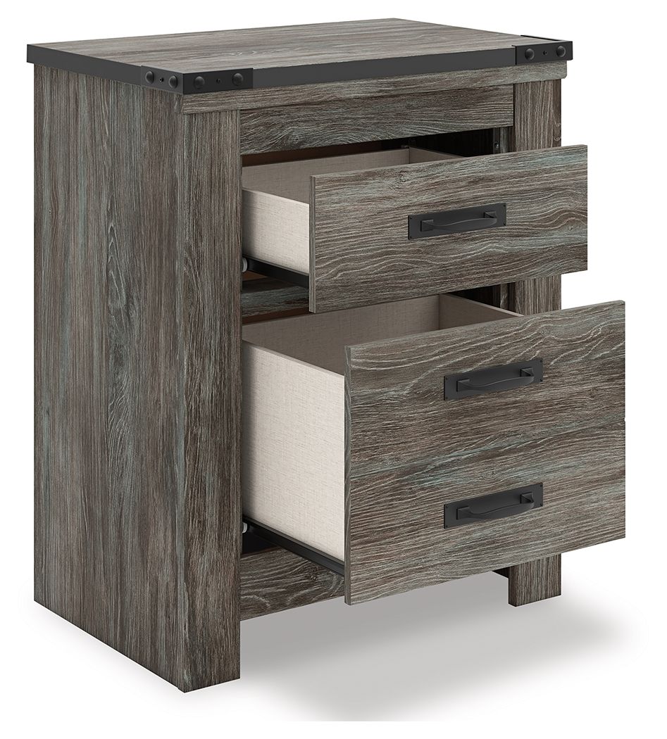 Frandern - Gray - Two Drawer Night Stand - Hornell Furniture Outlet
