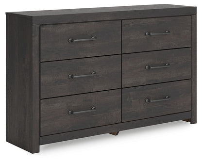 Hollivern - Dark Gray - Six Drawer Dresser - Hornell Furniture Outlet