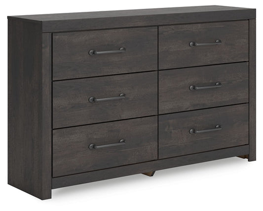Hollivern - Dark Gray - Six Drawer Dresser - Hornell Furniture Outlet