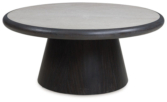 Bracken - French Black - Round Cocktail Table - Hornell Furniture Outlet