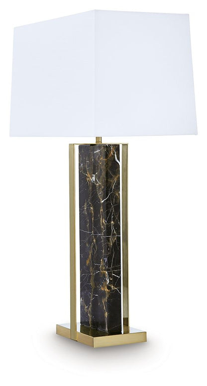 Neonish - Marble Table Lamp - Black / Gold Finish - Hornell Furniture Outlet