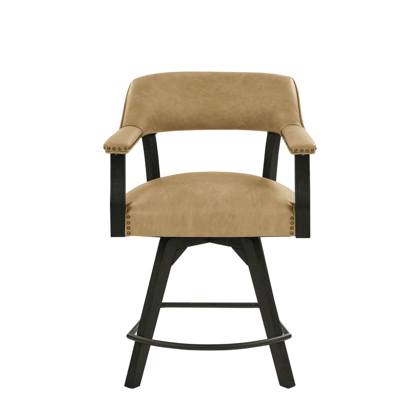 Rylie - Counter Captains Chair Vegan Leather - Black / Sand - Hornell Furniture Outlet