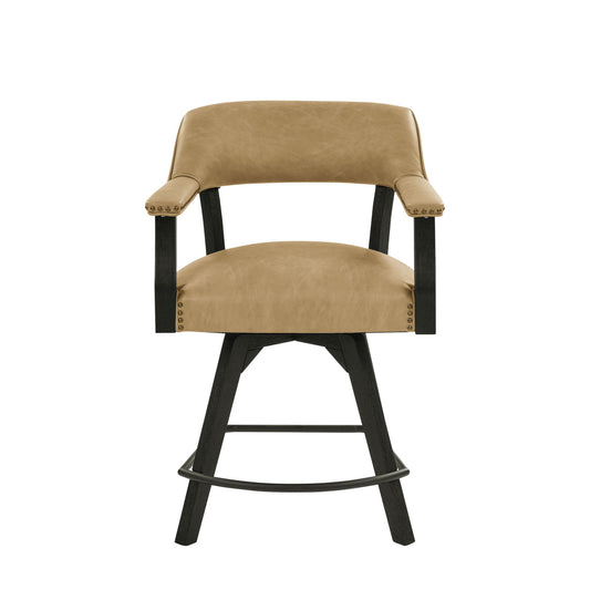 Rylie - Counter Captains Chair Vegan Leather - Black / Sand - Hornell Furniture Outlet