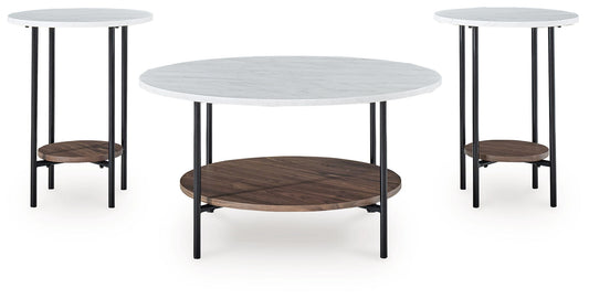 Wrenwich - Brown / Black / White - Occasional Table Set (Set of 3) - Hornell Furniture Outlet