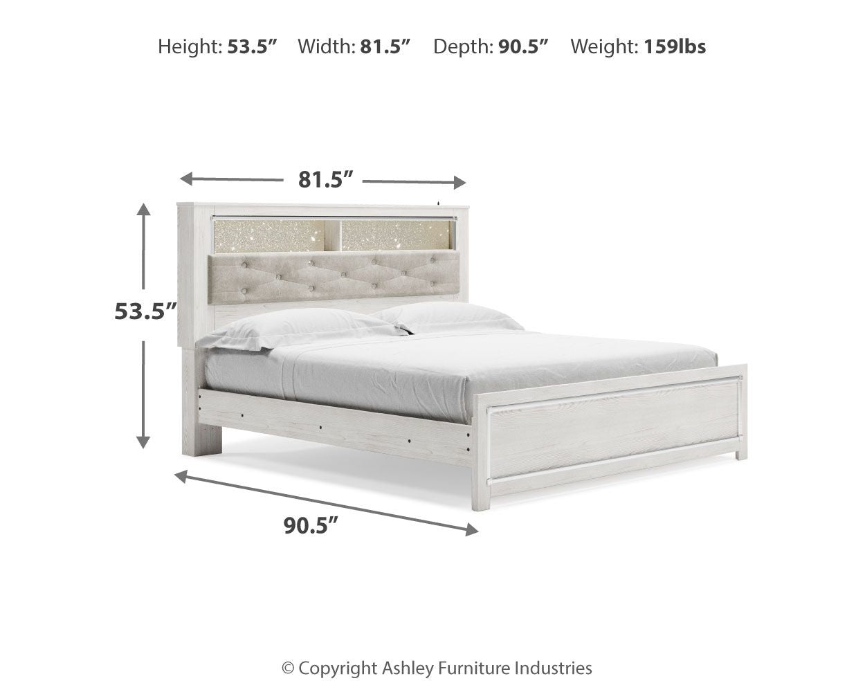Altyra - King Upholstered Bookcase Bed With Storage - White - Hornell Furniture Outlet