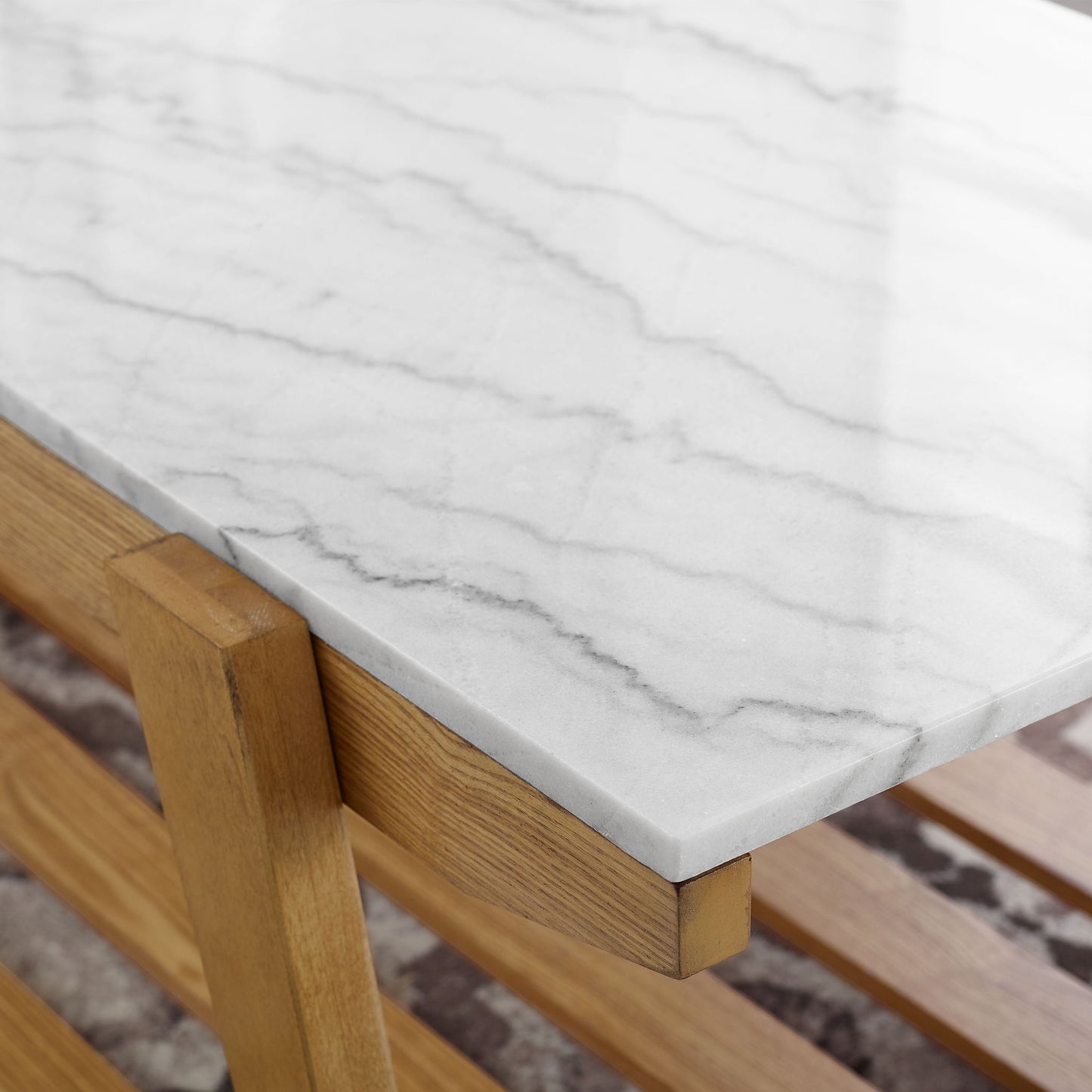 Celeste - White Marble Top Coffee Table - Brown - Hornell Furniture Outlet