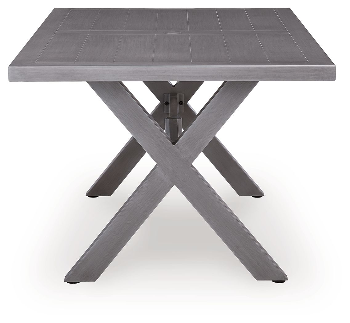 Half Moon Beach - Rectangular Dining Table With Umbrella Option - Gray - Hornell Furniture Outlet