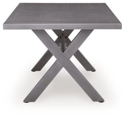 Half Moon Beach - Rectangular Dining Table With Umbrella Option - Gray - Hornell Furniture Outlet
