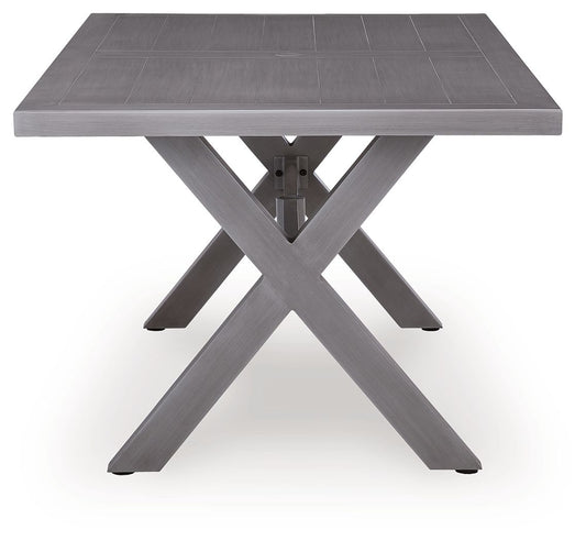 Half Moon Beach - Rectangular Dining Table With Umbrella Option - Gray - Hornell Furniture Outlet
