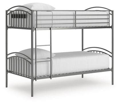 Lanceburg - Twin/Twin Bunk Bed With Ladder - Gray - Hornell Furniture Outlet