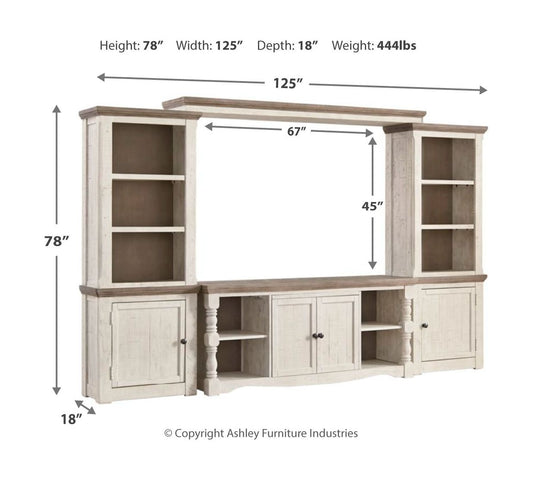 Havalance - Brown / Beige - 4 Pc. - Entertainment Center - 67" TV Stand - Hornell Furniture Outlet