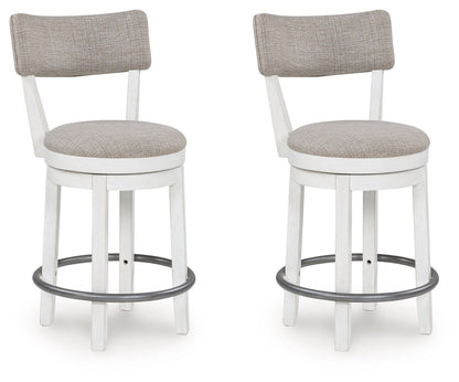 Robbinsdale - Antique White - Upholstered Swivel Barstool (Set of 2) - Hornell Furniture Outlet