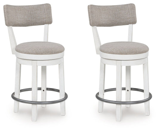 Robbinsdale - Antique White - Upholstered Swivel Barstool (Set of 2) - Hornell Furniture Outlet