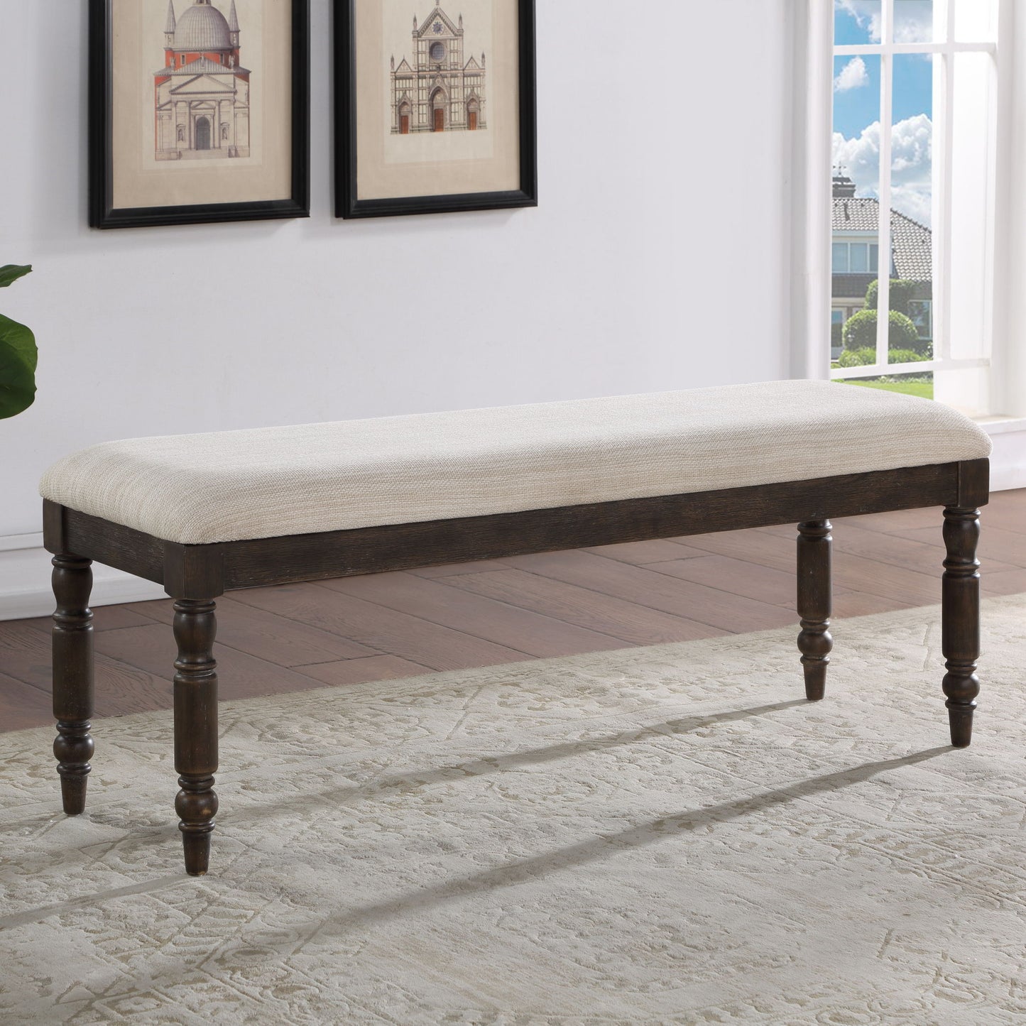 Hutchins - Dining Bench - Dark Brown - Hornell Furniture Outlet