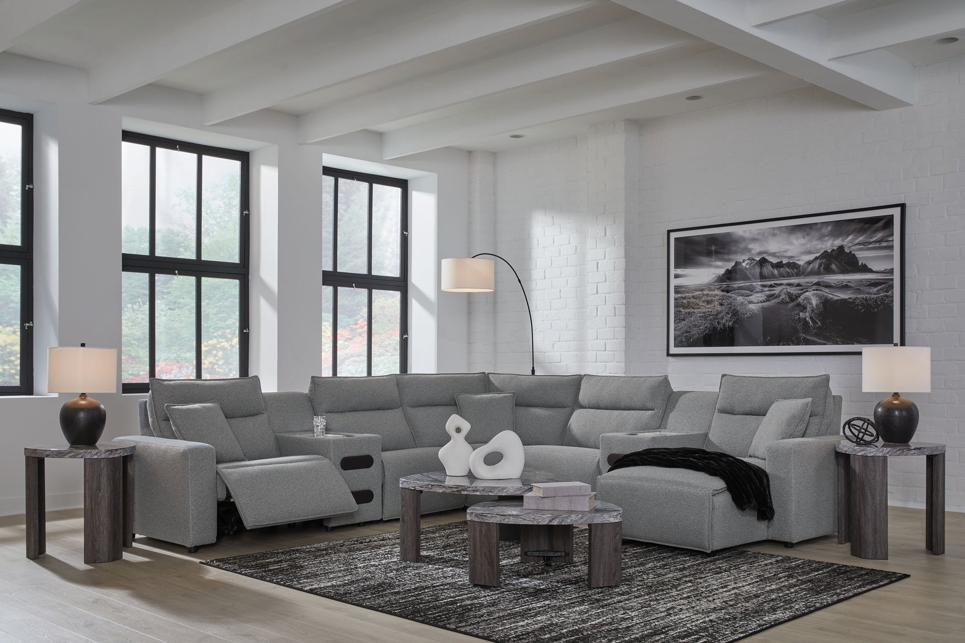 ModMax II - Salt And Pepper - Reclining Sectional - Hornell Furniture Outlet