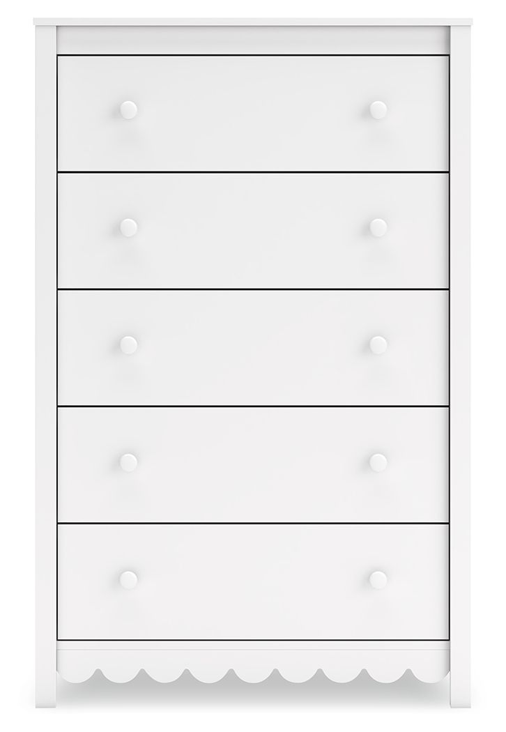 Hallityn - White - Five Drawer Chest - Hornell Furniture Outlet