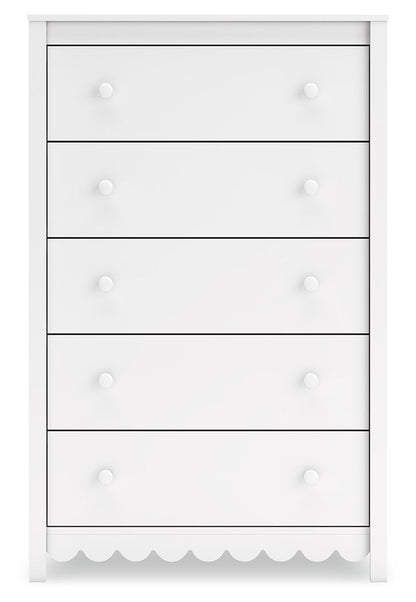 Hallityn - White - Five Drawer Chest - Hornell Furniture Outlet