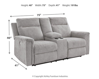 Barnsana - Dbl Power Reclining Loveseat With Console - Hornell Furniture Outlet