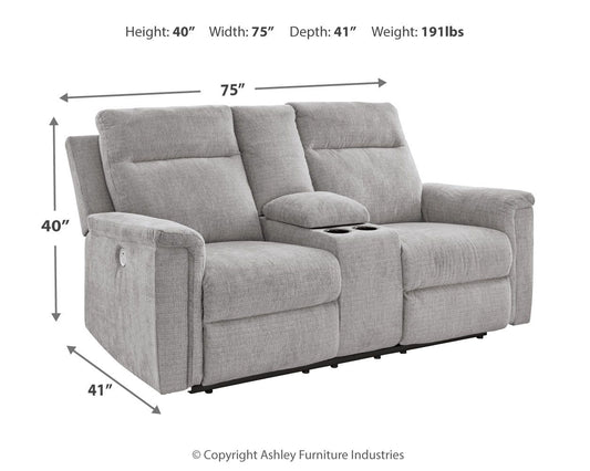 Barnsana - Dbl Power Reclining Loveseat With Console - Hornell Furniture Outlet