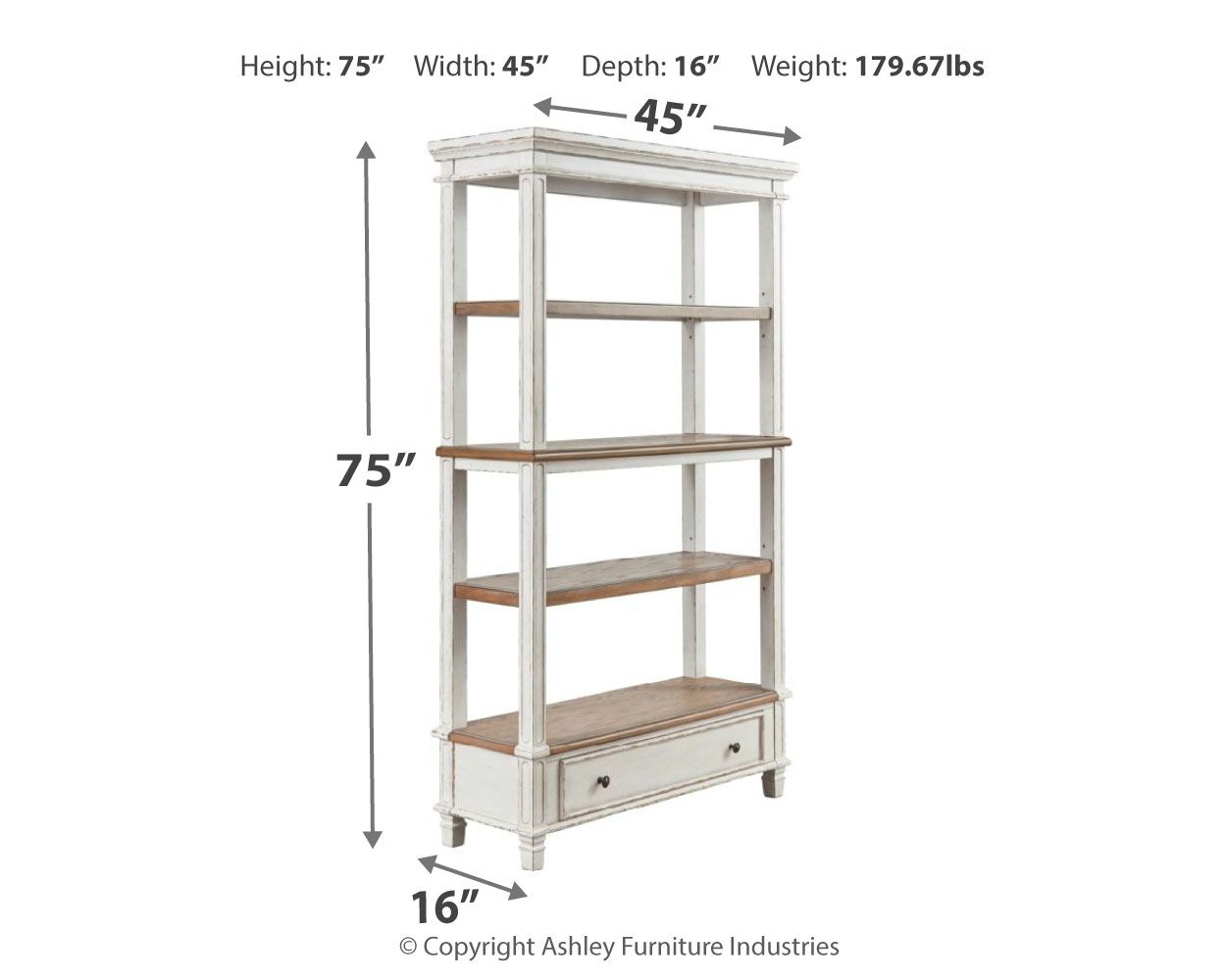 Realyn - Brown / White - Bookcase - Hornell Furniture Outlet