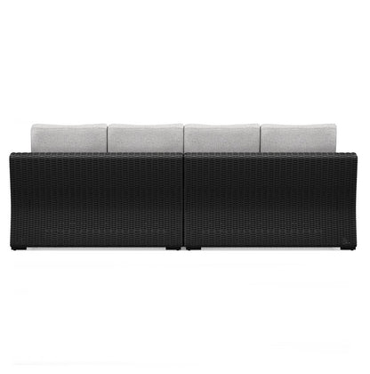 Beachcroft - Black / Light Gray - 2 - Piece Outdoor Loveseat with Cushion - Hornell Furniture Outlet