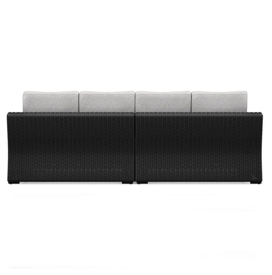 Beachcroft - Black / Light Gray - 2 - Piece Outdoor Loveseat with Cushion - Hornell Furniture Outlet