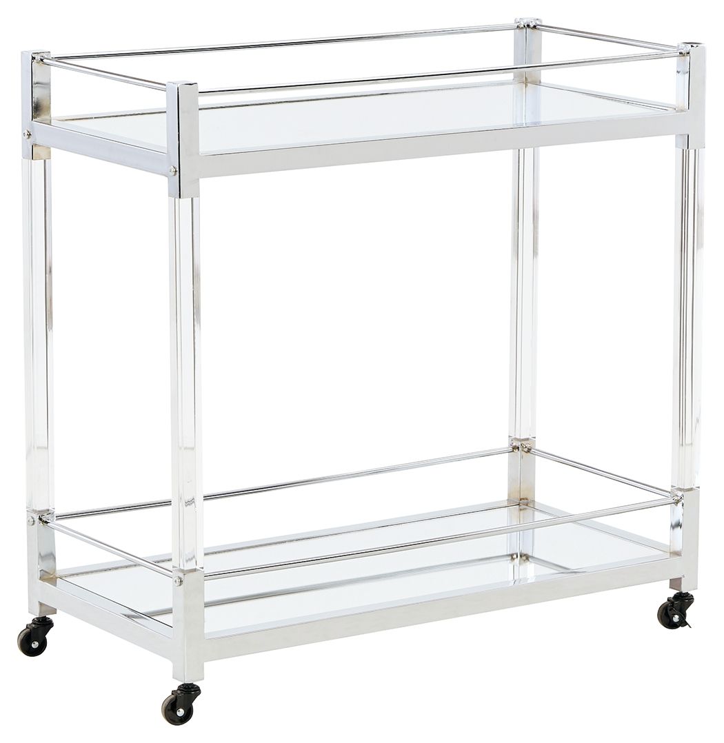 Chaseton - Clear / Silver Finish - Bar Cart - Hornell Furniture Outlet