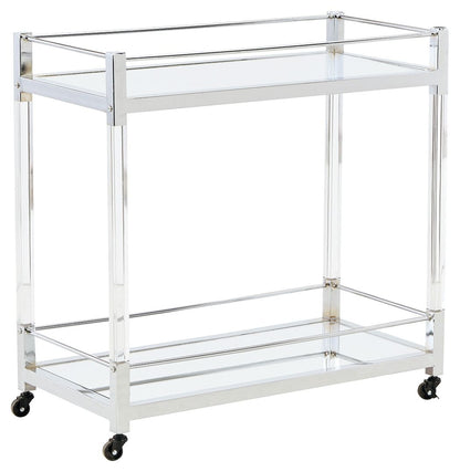 Chaseton - Clear / Silver Finish - Bar Cart - Hornell Furniture Outlet
